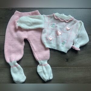 VINTAGE Embroidered Cradles Baby Girl Outfit 3-6 Months